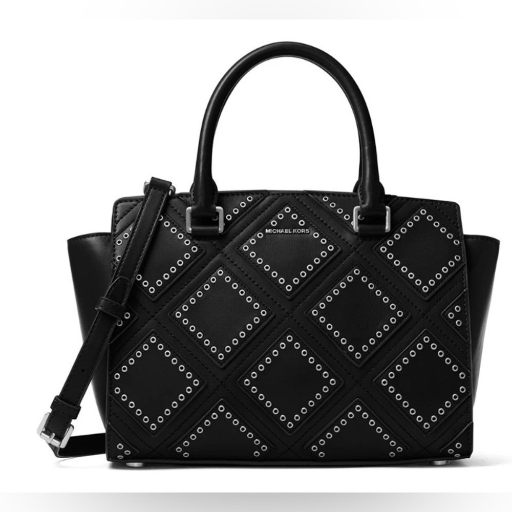 Michael Kors Selma Bag w/Diamond Grommets & MK Quilted Long Wallet MSRP: $558 - Picture 3 of 16